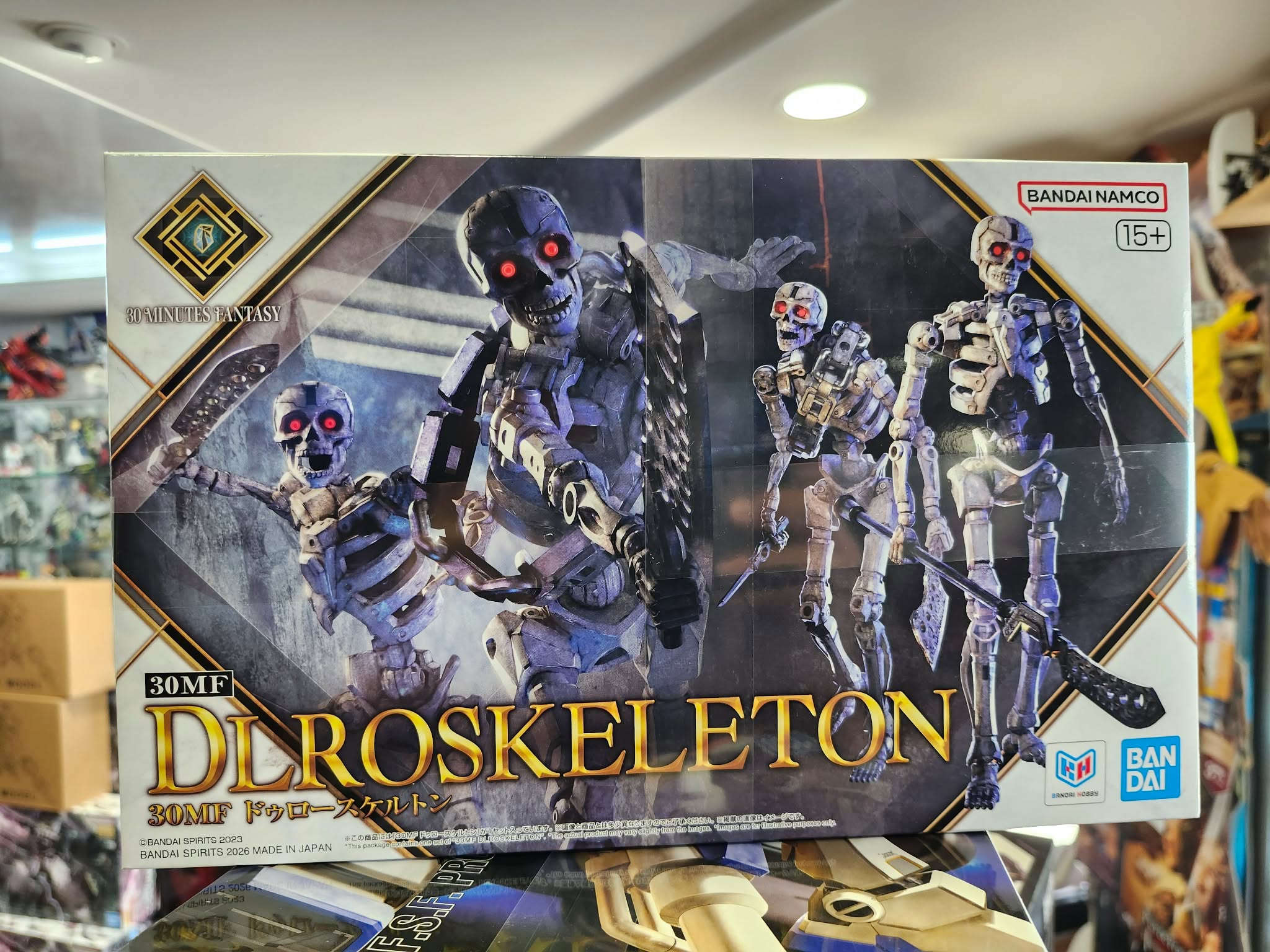 Photographie de la boîte de maquette représentant le HG Gundam 30 MF DIlroskeleton, un modèle Gunpla High Grade au design mécanique et squelettique original.